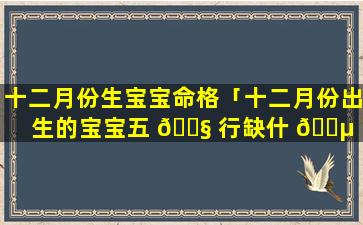 十二月份生宝宝命格「十二月份出生的宝宝五 🐧 行缺什 🌵 么」